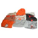 A Collection of 11 Pieces of Cleveland Browns Fan Apparel Including Nike and Starter