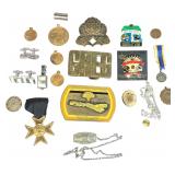 An Assortment of Miscellaneous Collectibles and Personal Accessories Including 1995 NFL Inaugural Game Pins and Industrial Belt Buckles