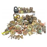 A Collection of Antique and Vintage Padlocks and Keys including Eagle Yale and Corbin