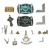 An Assortment of Masonic and Knights Templar Fraternal Jewelry and Accessories