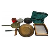 An Assortment of Vintage Gold Prospecting and Outdoor Camping Equipment Including Phoebus Stove and Official Boy Scouts Mess Kit