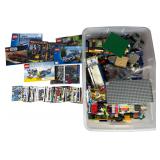 An Assortment of LEGO Construction Toys, NFL Trading Cards, and Collectible Figures