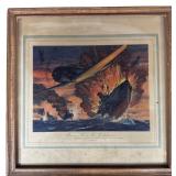 WWII Charles H. Hubbell Thompson Products Aviation Print Marines Over the Solomons