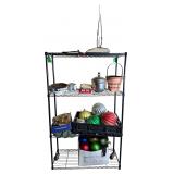 Collection of Vintage Household Goods, Militaria, Ephemera, and Collectibles (Shelf/cart not included)