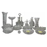 A Collection of American Brilliant Period Cut Glass Including Signed Hawkes and Libbey Pieces