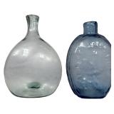 Two Early American Glass Bottles Including a Sapphire Blue Albany Glass Works Historical Flask