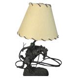 Western Bucking Bronco Table Lamp with Cattle Drive Silhouette Shade