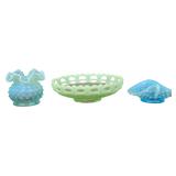A Trio of Fenton Opalescent Glass Decorative Pieces