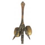 Antique Folk Art Preserved Wild Turkey Foot with Brass Decorative Elements