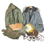 A Collection of United States Military Outerwear including USAF N-3B Parka and M-1951 Field Jacket