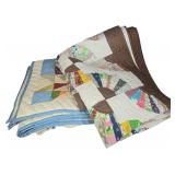 A Pair of Vintage Hand-Quilted Scrap Patchwork Quilts