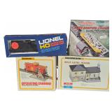 A Collection of Four Vintage HO Scale Model Train Accessories and Building Kits by Lionel, Bachmann, and Life-Like