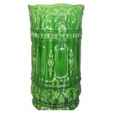 Antique Emerald Green Glazed Majolica Umbrella Stand