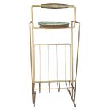 Mid-Century Modern Gilt Wire Magazine Rack and Ceramic Ashtray Stand