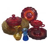 An Assortment of American Pressed and Hand Blown Glass including Fostoria Coin and Federal Patrician Patterns