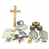 An Assortment of Mid-Century Ceramic and Religious Collectibles including Lefton and Occupied Japan Pieces