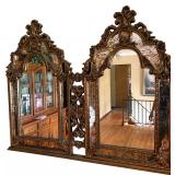 Large Benjara Piazza Rococo Revival Style Twin Arched Gilt Wall Mirror