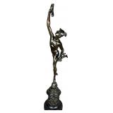 Large Patinated Bronze Sculpture of Mercury After Giambologna