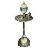 Art Deco Mico Lighted Slag Glass Smoking Stand Floor Lamp