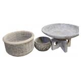 A Trio of Cast Concrete Garden Ornaments including a Henri Studio Planter