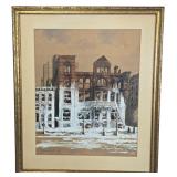 Hugo von Hofsten Fire Aftermath Scene 1893 (Signed) Painting on Paper