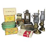 An Assortment of Vintage Americana Including Advertising Tins, Cigar Boxes, and Decorative Household Items