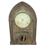 Chauncey Jerome Miniature Gothic Arch Mantel Clock Metal Face