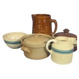 A Collection of Five Assorted American Utilitarian Pottery Pieces