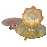 A Trio of American Collectible Pressed Glass Including Hocking, Jeannette, and Fenton