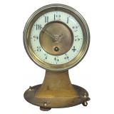 Brass Drum Head Mantel Clock on Pedestal Base