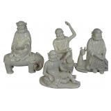 A Set of Four Chinese Blanc de Chine Dehua Porcelain Arhat Figurines