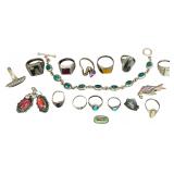 A Collection of Vintage Sterling Silver and Multi-Stone Jewelry including Taxco and Mexican Pieces