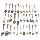 A Collection of 34 Assorted Souvenir, Commemorative, and Advertising Spoons