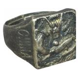 Chinese Export Dragon Signet Ring with Adjustable Shank