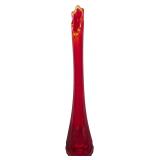 L.E. Smith Dominion Diamond Amberina Swung Glass Vase