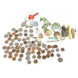 An Assortment of Vintage Jewelry, Personal Items, and United States Currency