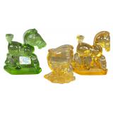 A Trio of Heisey and Imperial Glass Oscar Horse and Bird Figurines