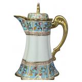 Nippon Hand Painted Moriage and Jeweled Porcelain Chocolate Pot
