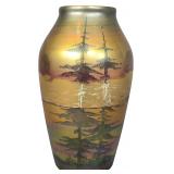 Weller Lasa Iridescent Art Pottery Landscape Vase