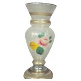 Czechoslovakian Hand-Painted Satin Glass Bud Vase