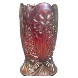 Imperial Glass Red Carnival Glass Four Seventy Four Pattern Vase