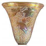 Dugan Marigold Carnival Glass Cockatoo Bird and Grapes Wall Pocket
