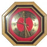 Mercedes Quartz Octagonal Wall Clock with Wood Frame