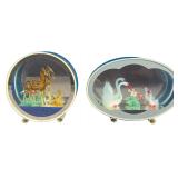 A Pair of Vintage Cedar Point Souvenir Blown Glass Shadowbox Dioramas