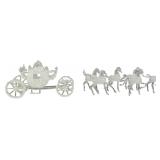 A Hand Blown and Spun Glass Cinderella Carriage and Six Horses