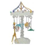 Miniature Hand-Blown Spun Glass Carousel Figurine with Multi-Colored Animals