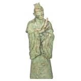 Vintage Resin Figurine of a Chinese Scholar with Verdigris Finish