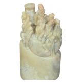 Chinese Carved Celadon Hardstone Eight Immortals Seal Blank and Water Dropper
