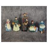 Five Royal Doulton Glazed Porcelain Character Figurines