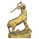 Cast Gilt Metal Stag Sculpture on Rocky Base
